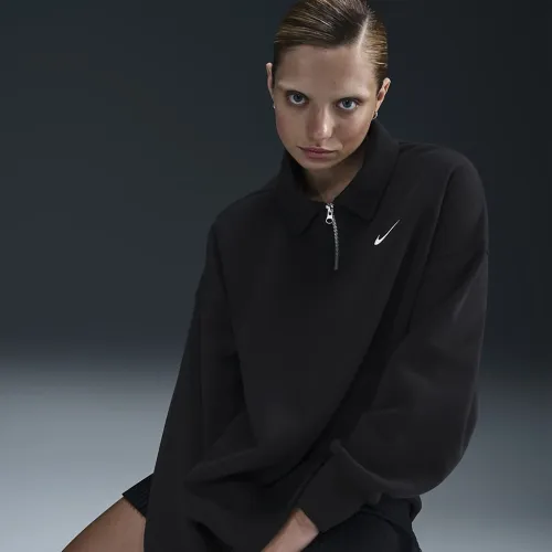 Nike Sportswear Phoenix Fleece женская оверсайз 1/4-Zip Polo цвет черный
