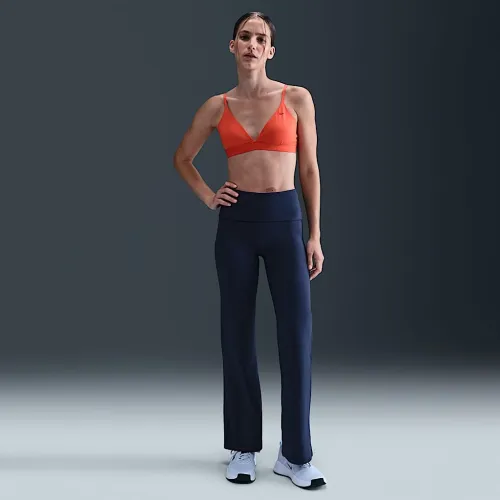 Nike One женская Dri-FIT С высокой Талией Fold-Over Pants синий