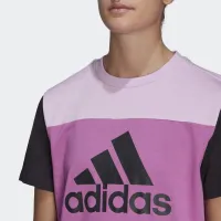 Футболка adidas Essentials Colorblock Logo HJ9470 - розово-черная