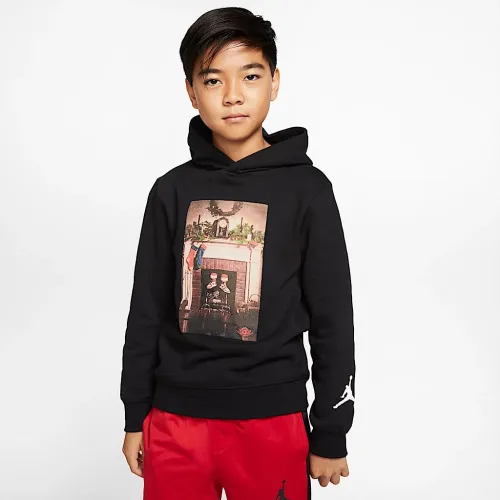 Nike Air Jordan Big детские (для мальчиков) Pullover Толстовка с капюшоном цвет черный