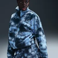 Nike One женская Therma-FIT оверсайз 1/2-Zip Fleece Printed Top синий