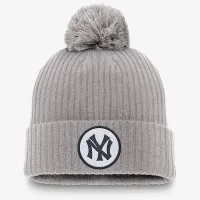 New York Yankees Cooperstown Peak мужские Nike MLB Cuffed Pom Beanie цвет серый