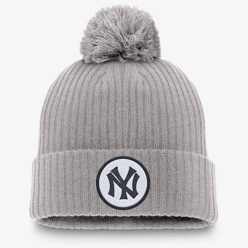 New York Yankees Cooperstown Peak мужские Nike MLB Cuffed Pom Beanie цвет серый