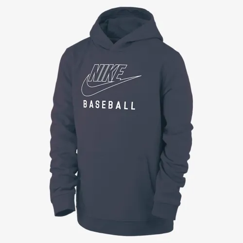 Nike Swoosh Club Fleece Big детские Baseball Pullover Толстовка с капюшоном синий