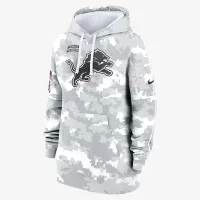 Detroit Lions Salute to Service Primary Edge Club женская Nike NFL Pullover Толстовка с капюшоном цвет белый