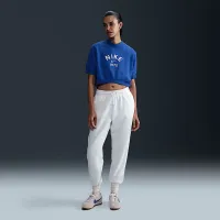 Nike Sportswear Collection жіноча Crew-Neck Short-Sleeve Cropped French Terry Top блакитний