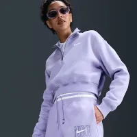 Nike Sportswear Phoenix Fleece женская С высокой Талией Loose Graphic шорты цвет фиолетовый