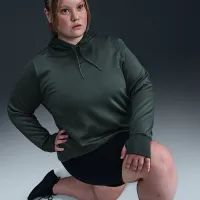 Nike Therma-FIT One женская Pullover Толстовка с капюшоном (большие размеры) цвет зеленый