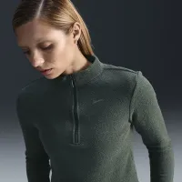 Nike Sportswear Phoenix Plush женская Slim Long-Sleeve Cozy Fleece 1/2-Zip Top цвет зеленый