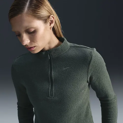Nike Sportswear Phoenix Plush женская Slim Long-Sleeve Cozy Fleece 1/2-Zip Top цвет зеленый