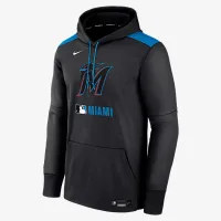 Miami Marlins Authentic Collection чоловічі Nike Therma MLB Pullover Толстовка з капюшоном колір чорний