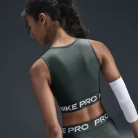 Nike Pro жіноча Dri-FIT Cropped Tank Top колір зелений