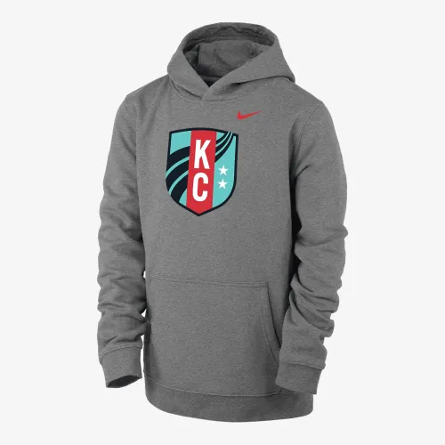 Kansas City Current Club Fleece Big детские (для мальчиков) Nike Soccer Толстовка с капюшоном цвет серый