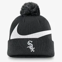 Chicago цвет белый Sox Peak мужские Nike MLB Cuffed Pom Beanie цвет черный