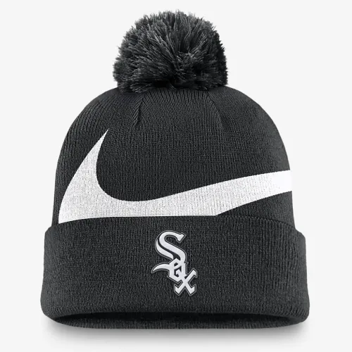 Chicago цвет белый Sox Peak мужские Nike MLB Cuffed Pom Beanie цвет черный