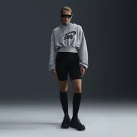 Nike Sportswear женская оверсайз Cropped French Terry Pullover Толстовка с капюшоном цвет серый