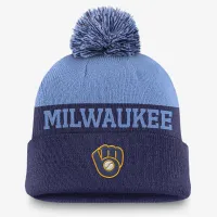 Milwaukee Brewers Rewind Peak чоловічі Nike MLB Cuffed Pom Beanie блакитний