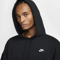 Nike Club Fleece мужские оверсайз French Terry Pullover Толстовка с капюшоном цвет черный
