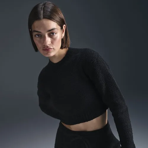 Nike Sportswear Phoenix Cozy Букле женская Tight Long-Sleeve Knit Top цвет черный