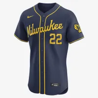 Christian Yelich Milwaukee Brewers чоловічі Nike Dri-FIT ADV MLB Elite Jersey блакитний