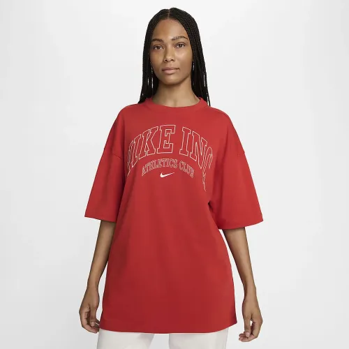 Nike Sportswear Essential жіноча оверсайз футболка колір червоний