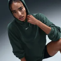 Nike One женская оверсайз Therma-FIT Pullover Fleece Толстовка с капюшоном цвет зеленый