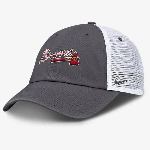 Atlanta Braves Wordmark Club мужские Nike MLB Trucker Adjustable Hat цвет серый