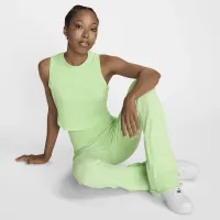 Nike Sportswear Chill Knit женская Tight Cropped Mini-Rib Tank Top цвет зеленый