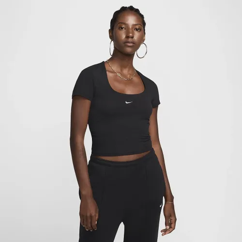 Nike Sportswear Chill Knit жіноча Short-Sleeve Square-Neck Top колір чорний