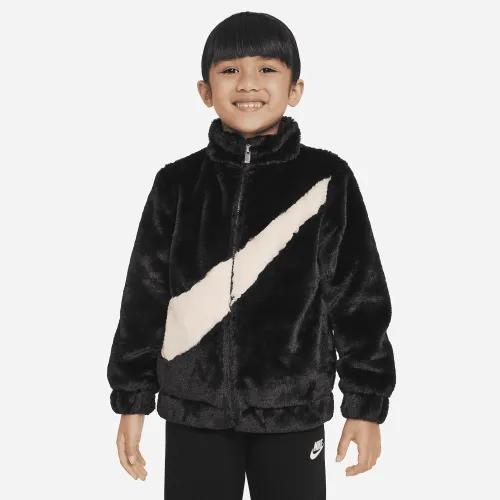 Nike Little дитячі Swoosh Faux Fur Куртка колір чорний