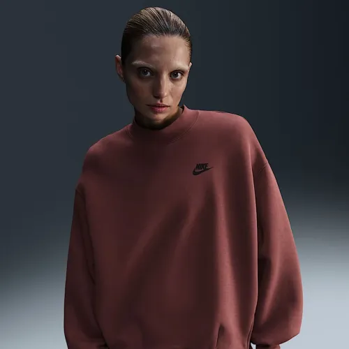 Nike Sportswear Tech Fleece женская оверсайз Crew-Neck свитшот цвет коричневый
