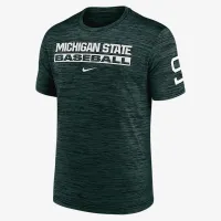 Michigan State Spartans Velocity Baseball Wordmark Stack мужские Nike Dri-FIT College футболка цвет зеленый