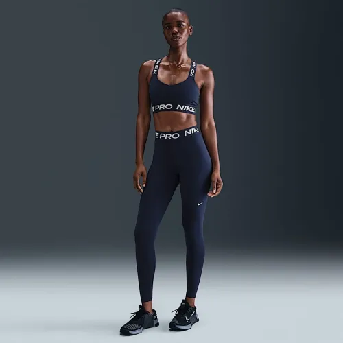 Nike Pro женская Mid-Rise Mesh-Paneled лосины синий