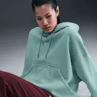 Nike Sportswear Phoenix Fleece женская Over-оверсайз Pullover Толстовка с капюшоном цвет зеленый