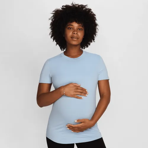 Nike (M) One жіноча Dri-FIT Slim-Fit Short-Sleeve Top (Maternity) блакитний
