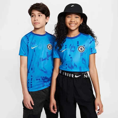 Chelsea FC Academy Pro Big детские Nike Dri-FIT Soccer Short-Sleeve Pre-Match Top синий