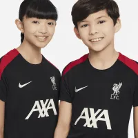 Liverpool FC Strike Big дитячі Nike Dri-FIT Soccer Short-Sleeve Knit Top колір чорний