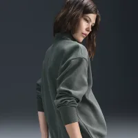 Nike Sportswear Phoenix Fleece женская оверсайз 1/4-Zip Logo Top цвет зеленый