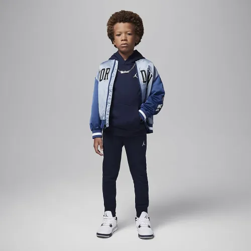 Nike Jordan MJ Brooklyn Fleece Little детские 2-Piece Pullover Толстовка с капюшоном набор синий