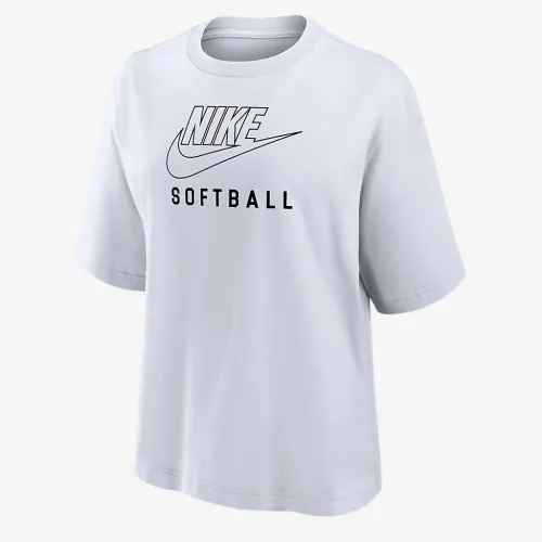 Nike Swoosh женская Softball Boxy футболка цвет белый