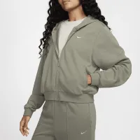 Nike Sportswear Chill Terry женская Loose Full-Zip French Terry Толстовка с капюшоном цвет зеленый