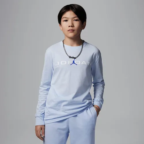 Nike Jordan Big дитячі Baseline Long Sleeve футболка блакитний