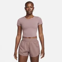 Nike One Fitted женская Dri-FIT Short-Sleeve Cropped Top цвет фиолетовый