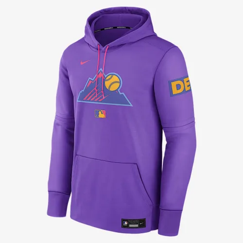Colorado Rockies Authentic Collection City Connect чоловічі Nike Therma MLB Pullover Толстовка з капюшоном колір фіолетовий
