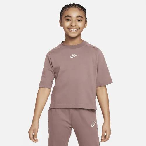 Nike Sportswear Big дитячі (Girls') Short-Sleeve Top колір фіолетовий