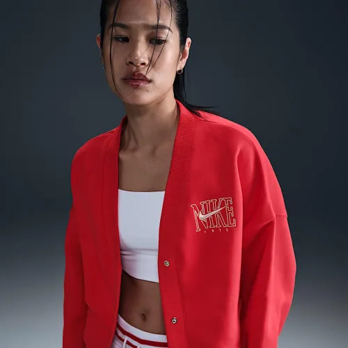 Nike Sportswear Phoenix Fleece женская Over-оверсайз Graphic Cardigan цвет красный