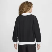 Nike Sportswear Essential женская Loose UV Woven Long-Sleeve V-Neck Top цвет черный