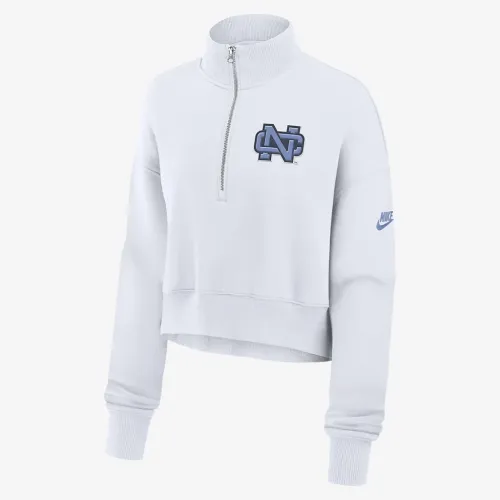 North Carolina Tar Heels Legacy Elevated Logo женская Nike College Cropped 1/4-Zip Crew цвет белый