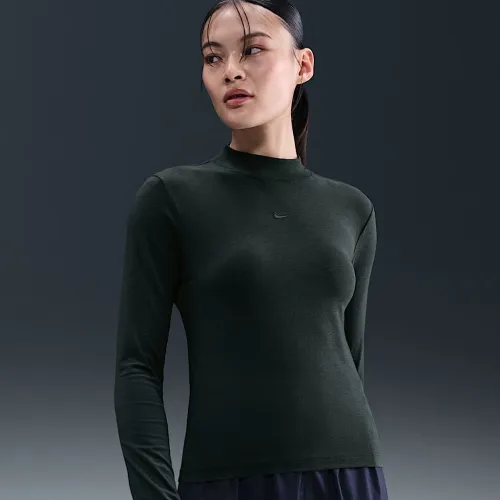 Nike Sportswear Chill Knit жіноча Slim Long-Sleeve Mock-Neck футболка колір зелений