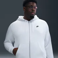 Nike Club мужские Full-Zip Fleece Толстовка с капюшоном цвет белый